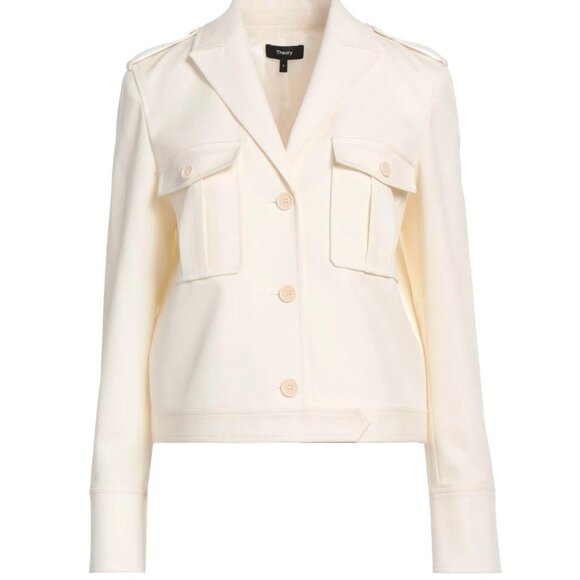 Theory Women's Boxy Military Jacket, Ivory size 6=12 retail $595.00, NWT - Picture 1 of 5